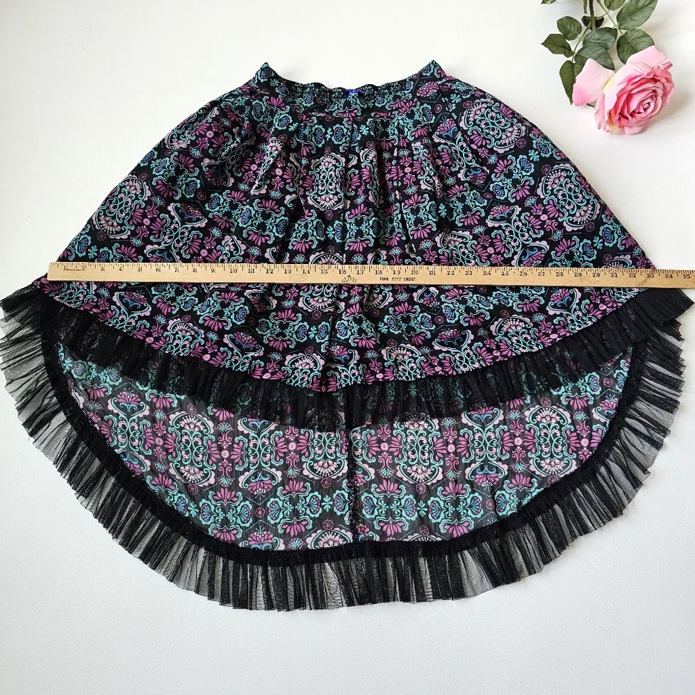 Disney Descendants 2 Skirt Evie Inspired Hi-Low Tulle Hem Floral Big Girl Size L